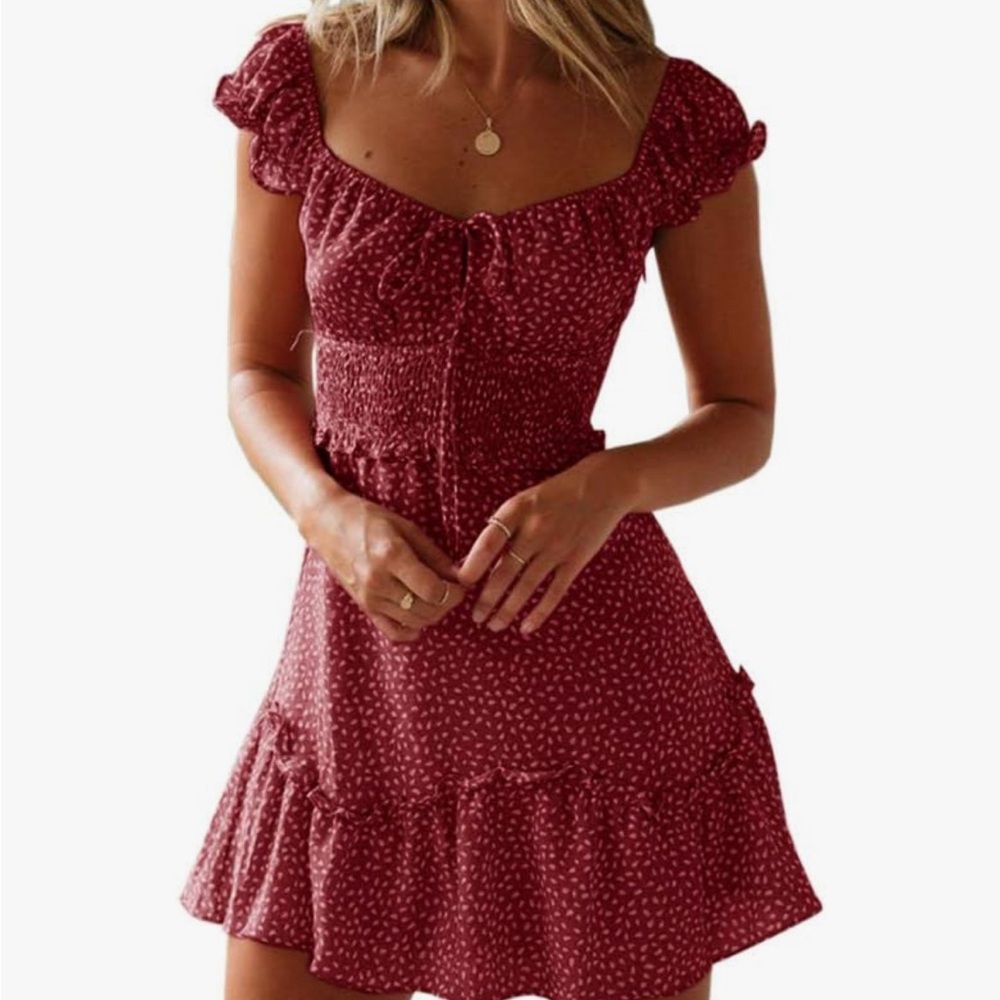 Elegant Red Floral Dress